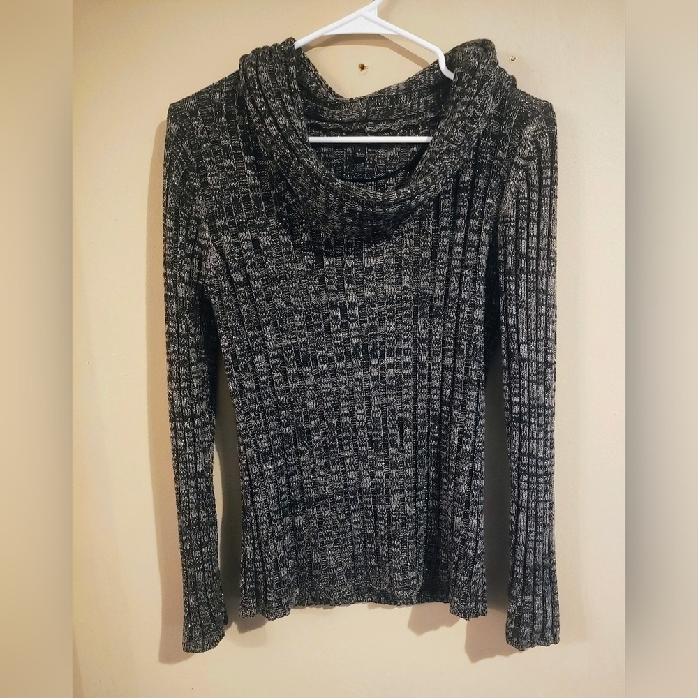 Apt. 9 Women's Charcoal and Light Gray Cowl Neck Sweater